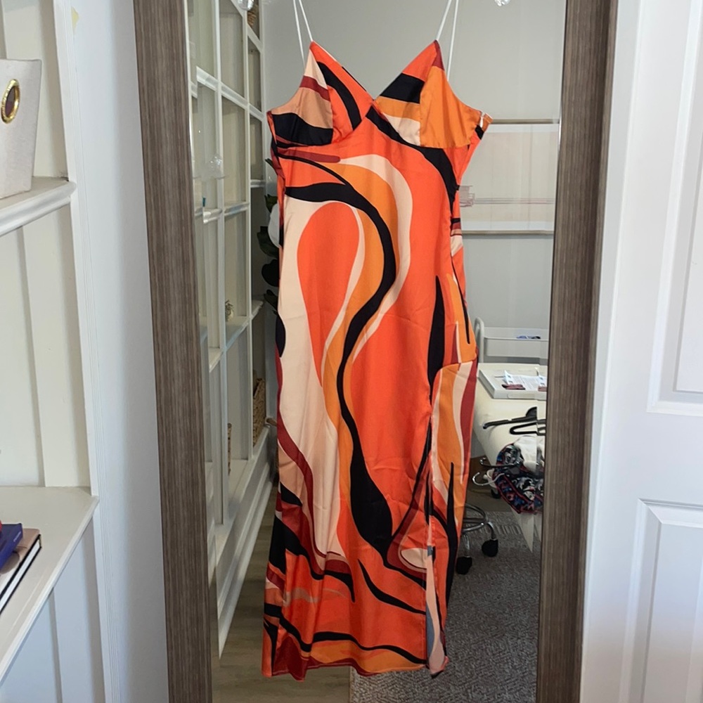 Abstract print midi dress